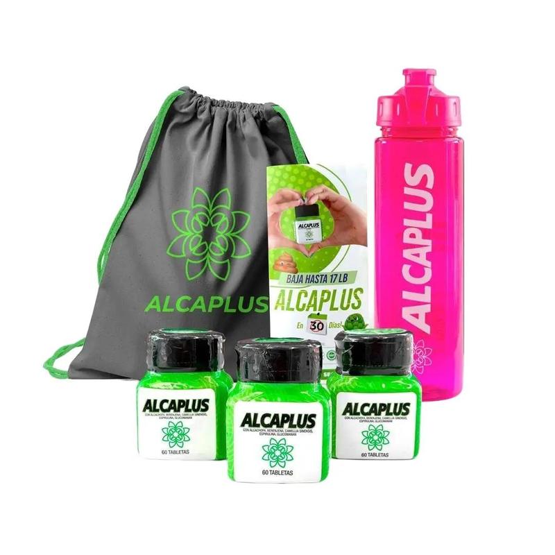 Alcaplus 3 Pack + free Bottle alcaplus Natural Solutions for Daily Digestive - Artichoke, Glucomannan, Camellia Sinensis, Eggplant, Spirulina