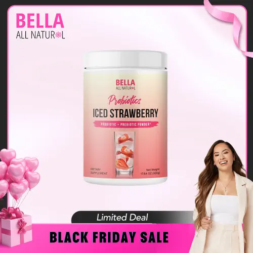 Bella All Natural Probiotics Iced Strawberry Powder for Good Tummy Health - Healthier Lifestyle