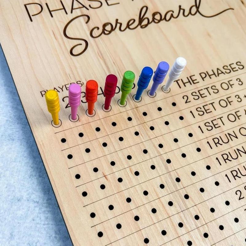 AVYERVO Phase 10 Scoreboard - 2025 New Wooden Scorecard And Round