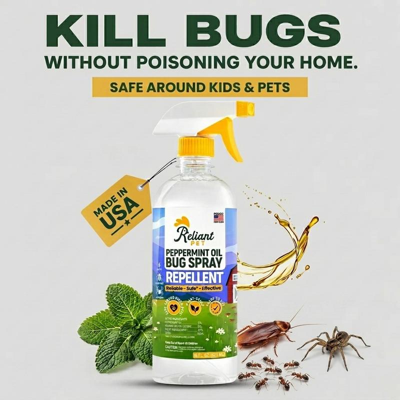 Reliant Pet Peppermint Oil Bug Spray - Deals For You Days -  [16oz and Made In USA ] Ants, Spiders, Roaches - Safe for USE Around Kids and Pets  - Effective & Usage