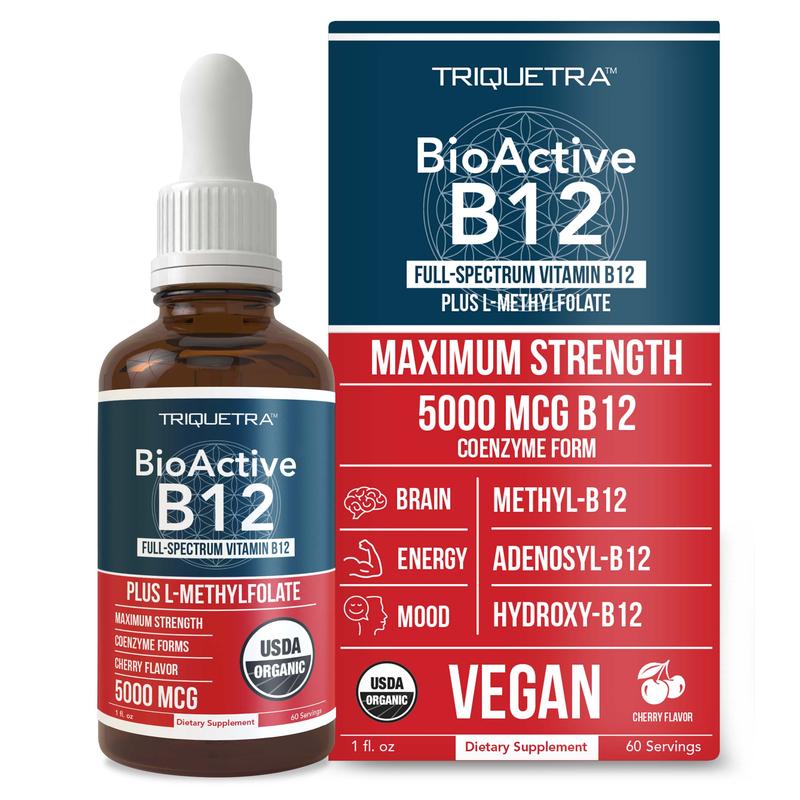 BioActive B12 Liquid: Vitamin B12 Plus L-Methylfolate Healthcare Fitness Supplement Edible