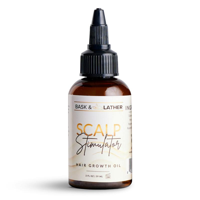 BASK AND LATHER Scalp Stimulator Hair Growth Oil - Lightweight Rosemary & Mint Blend for Thicker, Fuller Hair, Alopecia Support & Hair Regrowth