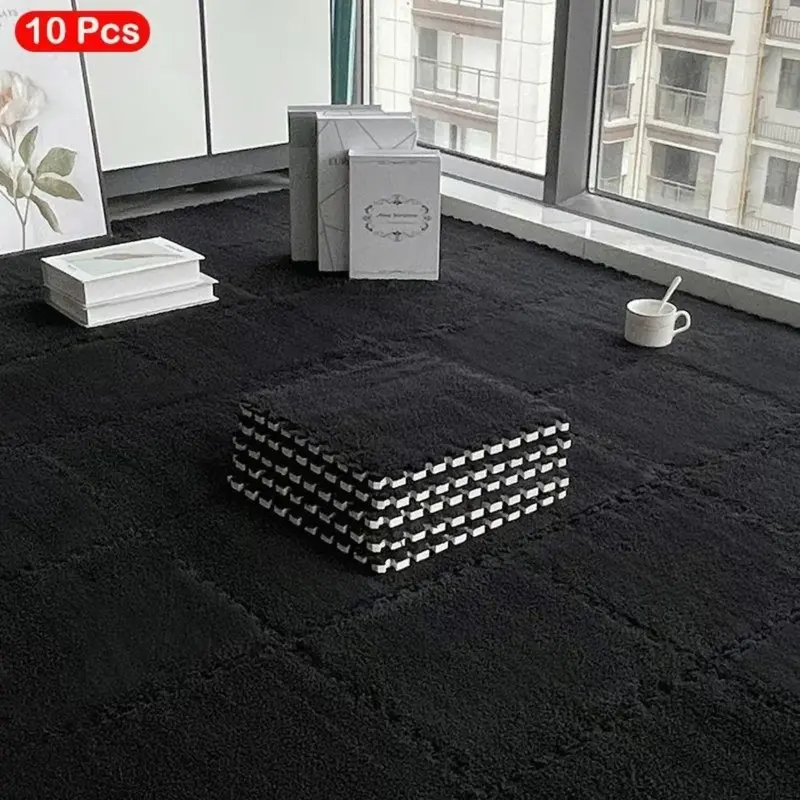 查看[Solid Color Square Rug, 10 Counts Non Slip Soft Interlocking Carpet ...