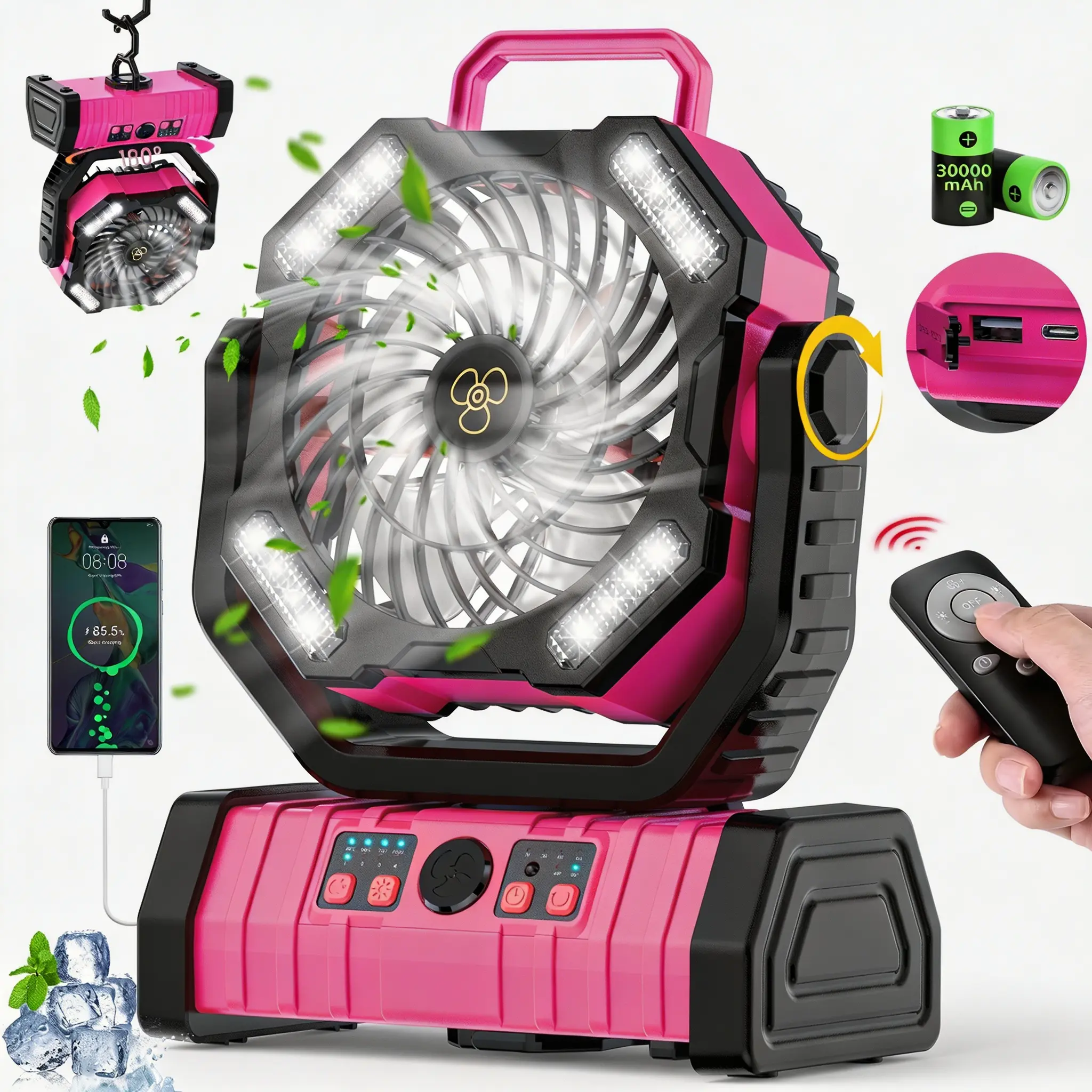 30000mAh Battery Operated Fan with Remote, LED Lan TikTok爆款商品分析 - GMV ...