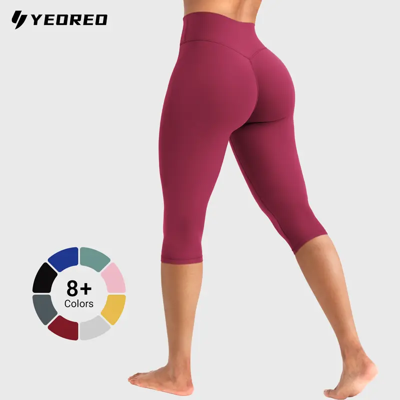 YEOREO Womens Workout Capri Leggings (Classic/Pocket Style) 15"/17"/19" Inseam No Front Seam High Waisted Scrunch Yoga Pants tiktokshopbacktoschool Sport Yoga Pants Sportswear Pants,back to school,back to school haul