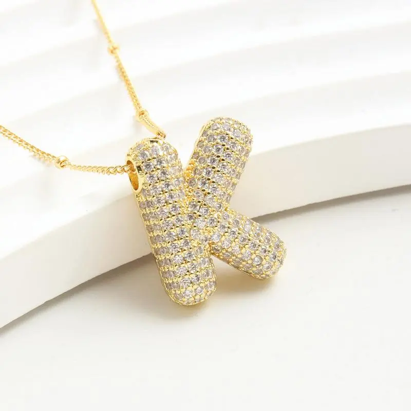 14K Gold Plated Bubble Initial Letter Necklace Adj TikTok爆款商品分析 - GMV ...