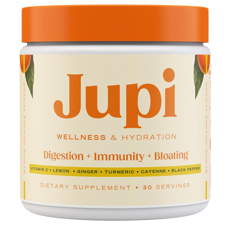 Jupi Wellness and Hydration Drink | Turmeric and Ginger Supplement with Vitamin C for Vitality & Energy | Blood Orange Flavor |