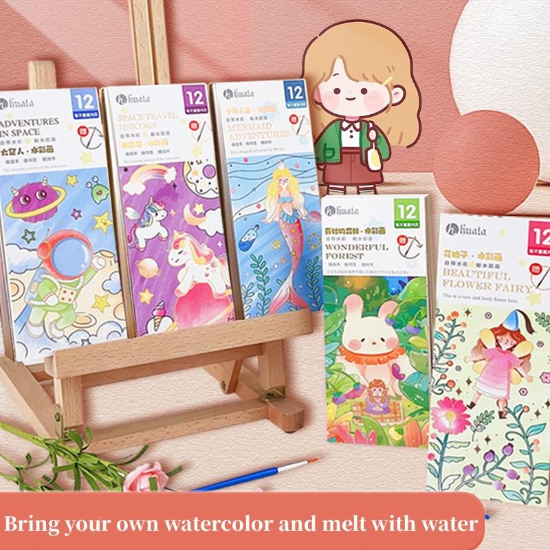 查看[12 Sheets Painting Coloring Book Set with Paintbrush Graffiti ...