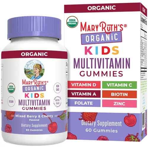 MaryRuth's Organic Kids Multivitamin Gummies - Immune Function - Bone Health - Overall Health - Non-GMO - Vegan - Gluten Free - 60 Count