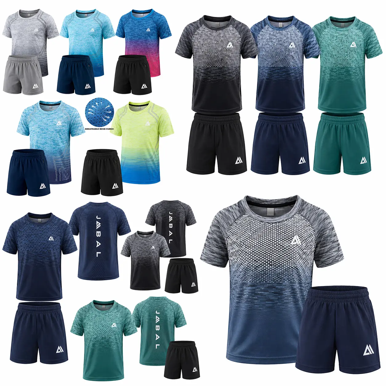 JABAL Boys Kids Age 3-14 Years Short Set Seamless Stretch Lightweight Breathable 4 Way Stretch Fabric Activewear Moisture Wicking Quick Dry Set Zip Pocket Elasticated Waist Age 3-14 Years
