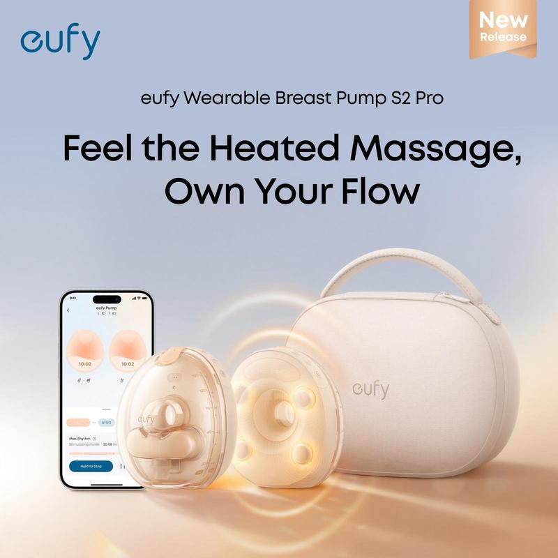 [LIVE] eufy S2 Pro Heated Wearable Breast Pump, Hands-Free Breast Pump with Industry-Leading HeatFlow Tech, App-Controlled OptiRhythm, Hospital-Grade Suction, Leakproof, Slim and Ultra-Quiet for in-Bra Use