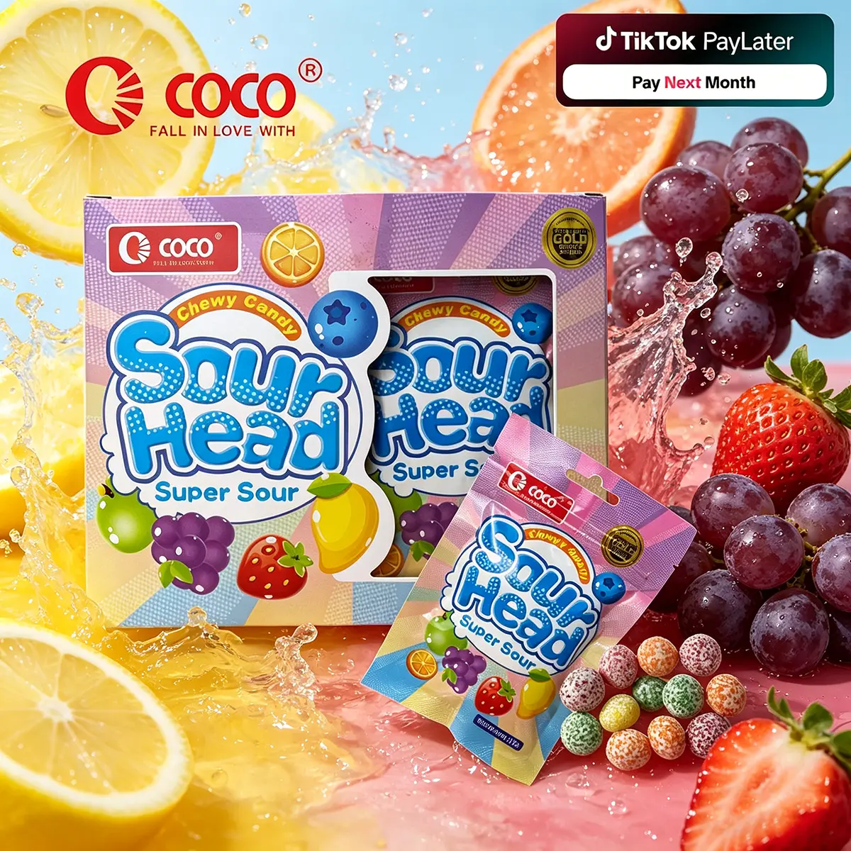 COCO Candy Sour Head Chewy Candy 30pcs Per Inner B TikTok爆款商品分析 - GMV ...