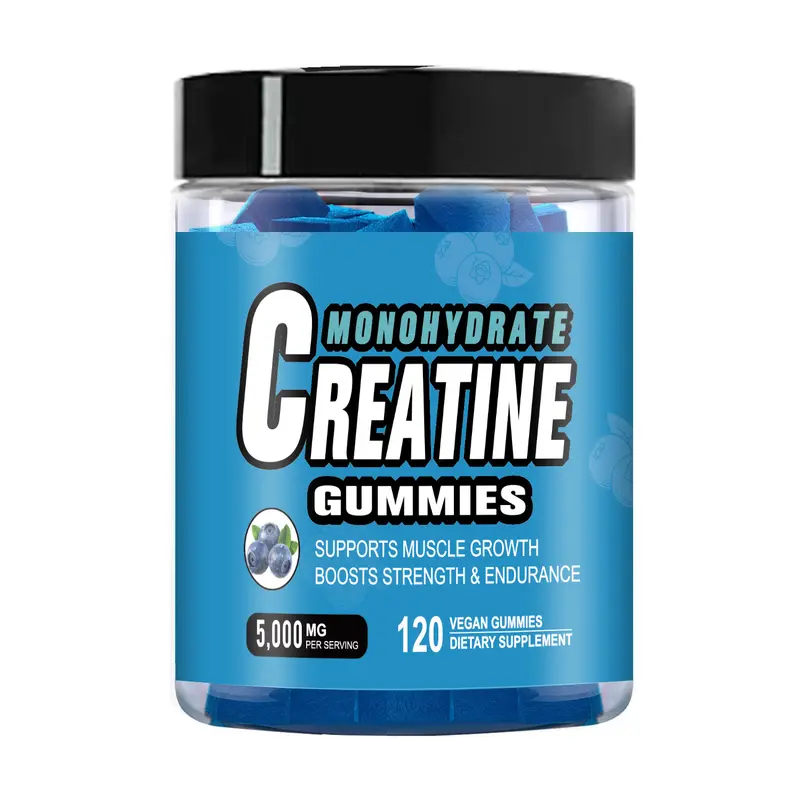 Creatine Monohydrate Gummies - 5g per Serving for Muscle & Strength Building, Sugar-Free, Vegan, Blueberry Flavor, 120 Count Valentine's Day gift Healthcare Supplement Fitness Dietary Edible Optimum