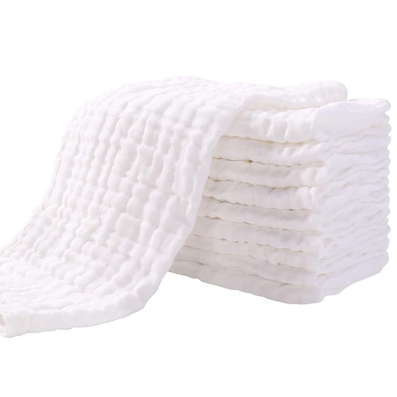 【Baby Registry】Yoofoss Muslin Burp Cloths for Baby 10 Pack 100% Cotton Baby Washcloths for Boys Girls Large 20''X10'' Super Soft and Absorbent White