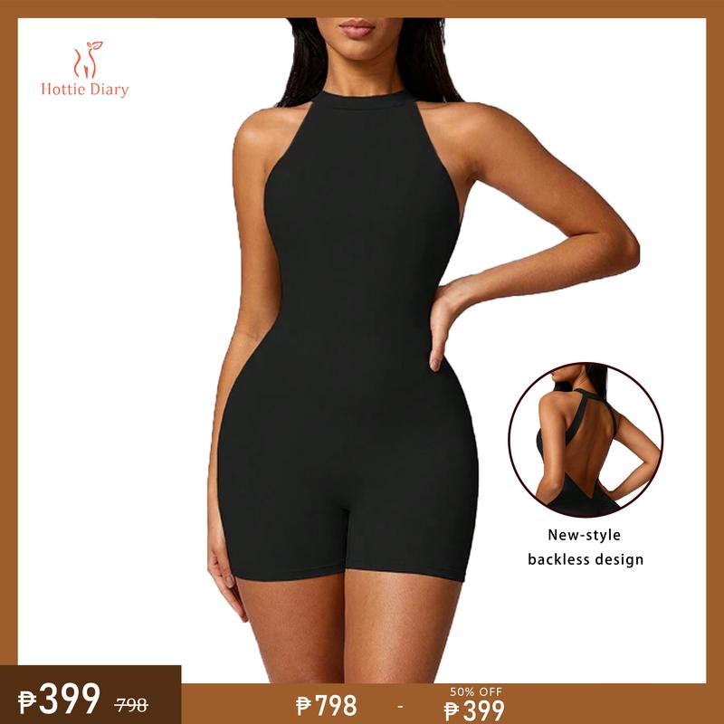 [Hottie Diary] All-in-One Sculpting Romper with Gem-Shaped Open Back ...