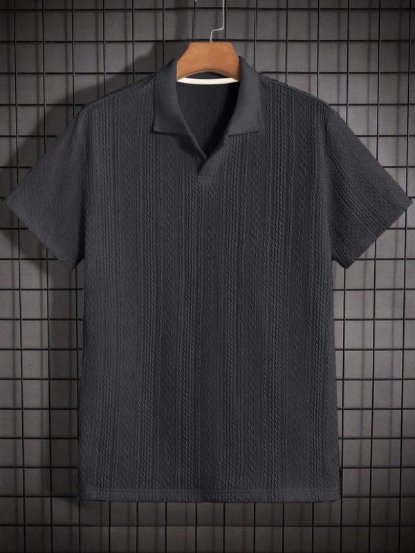 Men's Solid Jacquard Polo Shirt, Regular Fitted Casual