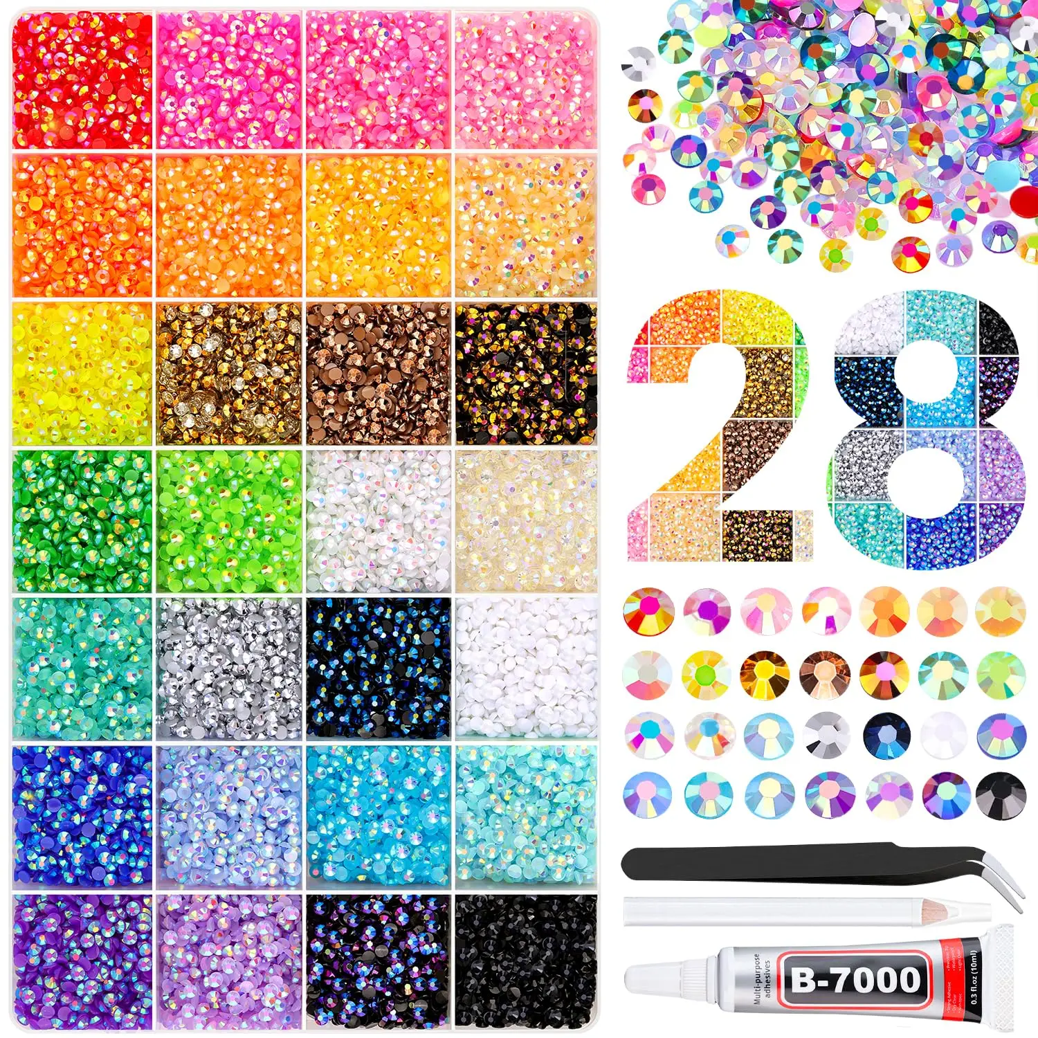 查看[[USA Stock] 34000Pcs Resin Rhinestones with Tweezers for Crafting ...