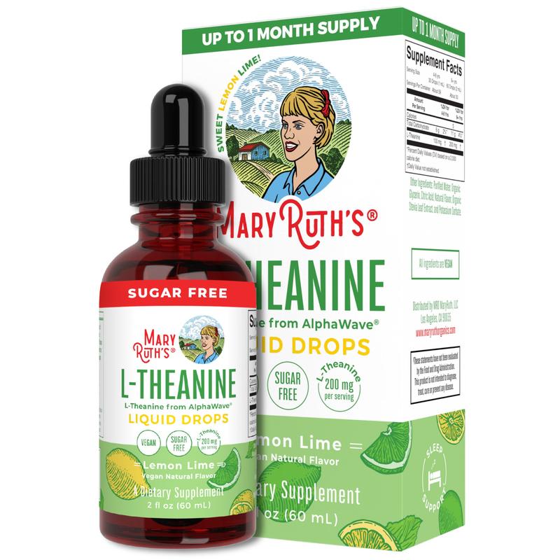 MaryRuth's L-Theanine 200mg Liquid Drops - Mood Support - Focus Supplement - Natural Sleep Support - Relaxation - Vegan - Non-GMO - Gluten Free