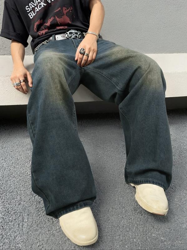查看[Men's Vintage Washed Denim Jeans, Simple Basic Casual Loose-Fit ...