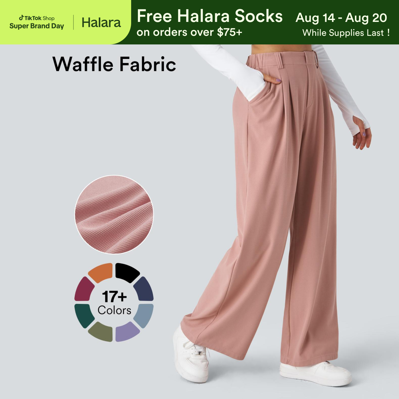 【Creator’s Pick】Halara Flex High Waisted Pocket Wide Leg Waffle Work Pants