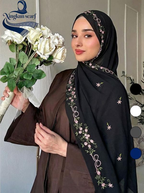 Kuwait Lady 查看[Women's Muslim Hijab Scarf, Embroidered Floral Design, Soft Silk ...
