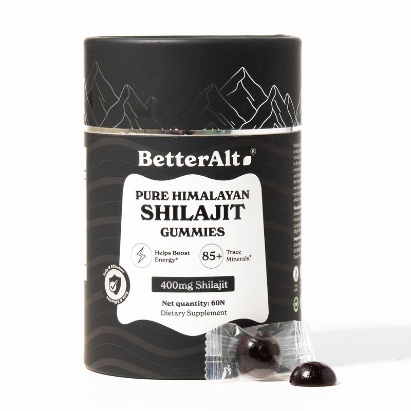 BetterAlt Pure Shilajit Resin Gummies | Himalayan Superfood | Lab-Tested for Purity | Helps Improve Strength & Stamina | 60N | Dietary Supplement