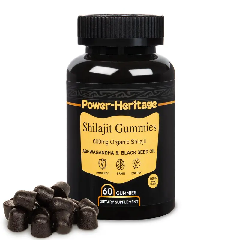 Power Heritage 60 Pure Himalayan Shilajit Gummies with Black Seed Oil  Lab Tested No Added Sugar Ashwagandha ,Fulvic Acid & 85+ Trace Minerals supplements