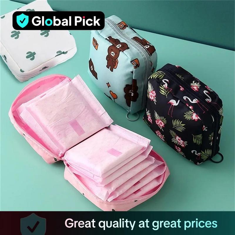Produktbild von Aufbewahrungstasche Für Damenbinden – Blumenprint, Reißverschluss, 11,5 Cm, Aus Polyester & Baumwolle – Für Taschen & Schulmädchen