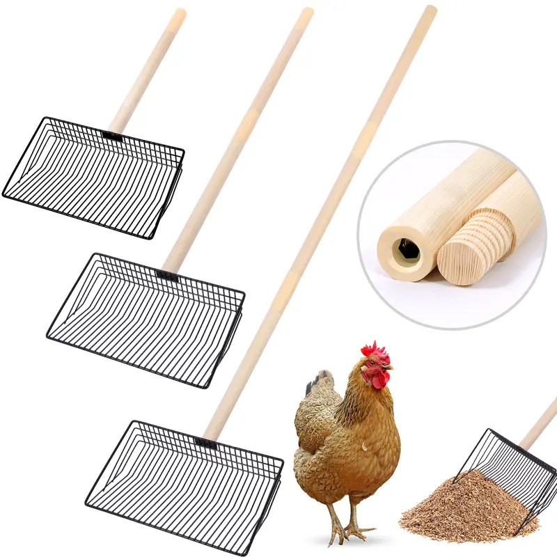 Chicken Rake Tool 查看[Large Metal Chicken Poop Scooper - 3-in-1 Detachable Tool (20 to 42 ...