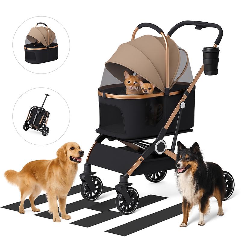 PAWPUBBY Deluxe Foldable Pet Stroller for Dogs & Cats - Breathable Mesh, Storage Compartment,Outdoor Travel Carrier for Walks - Pet Lover Essential, Outside,Deals For Your Days