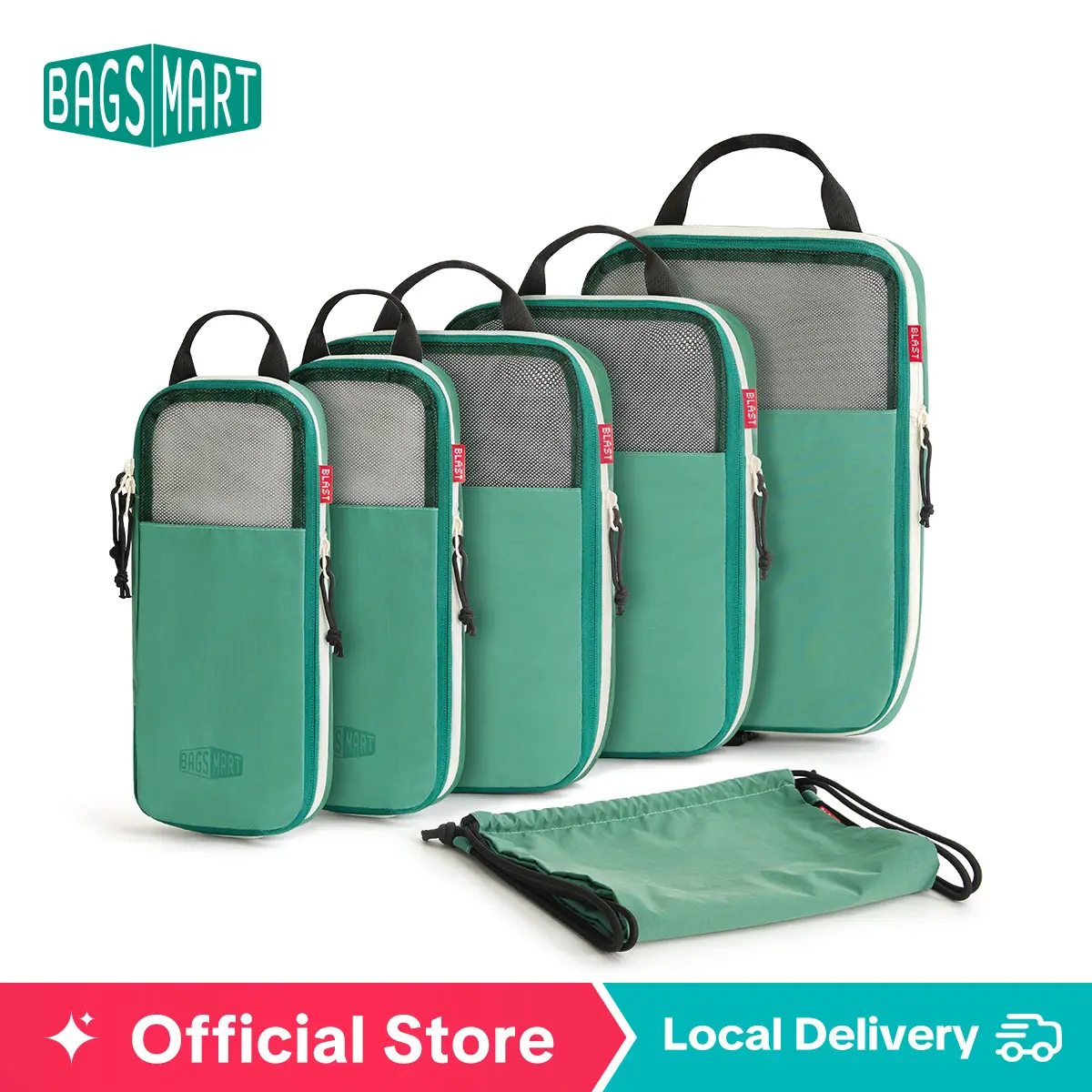 BAGSMART Blast 6PCS Compression Travel Packing Cubes – Travel Organizer Set for Suitcases, Compresses to Maximize Space, Ideal for Travel tiktokshopbacktoschool