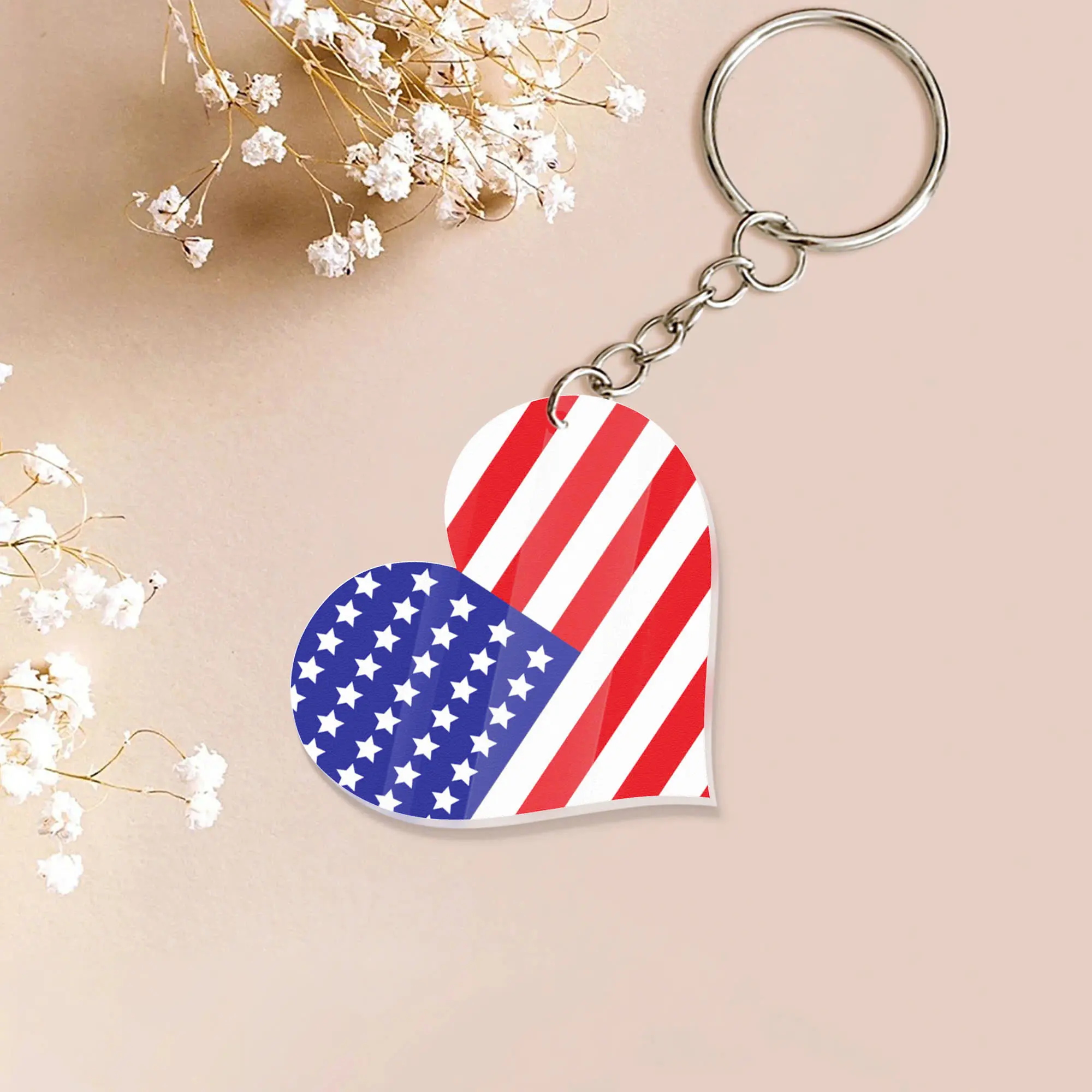 American Flag Heart Keychain, Patriotic Key Ring, TikTok爆款商品分析 - GMV/销量 ...