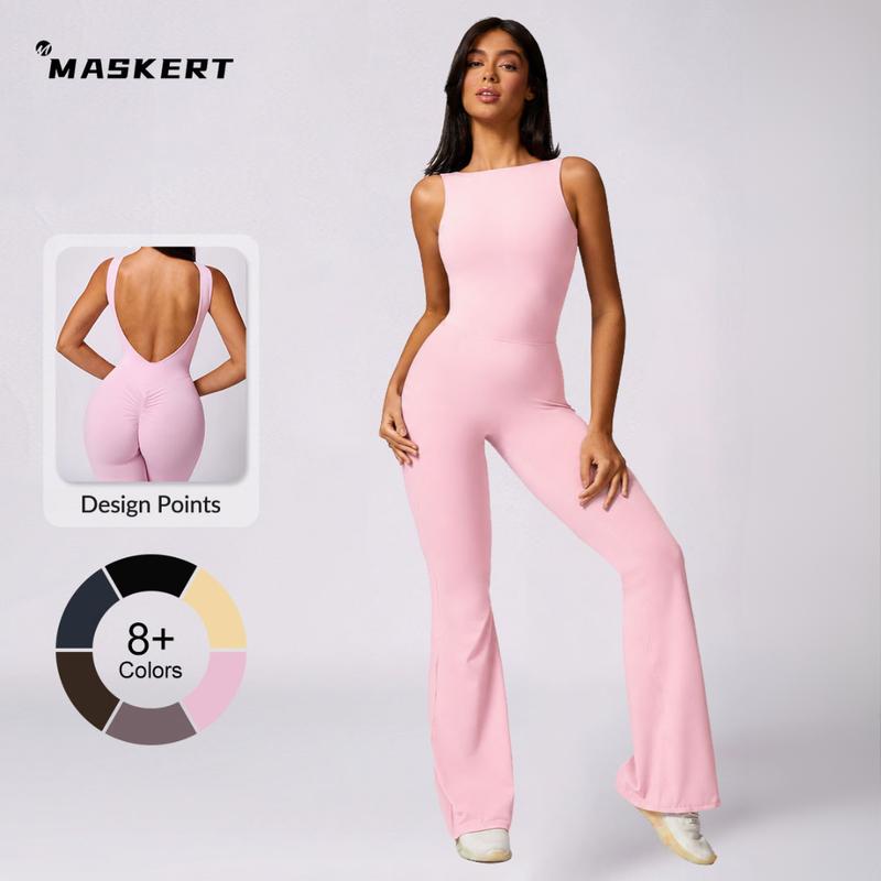 MASKERT Women's Sports Jumpsuit Tummy Control Butt Lifting Fitness Activewear Sports Outfits for Yoga & Gym tiktokshopbacktoschool