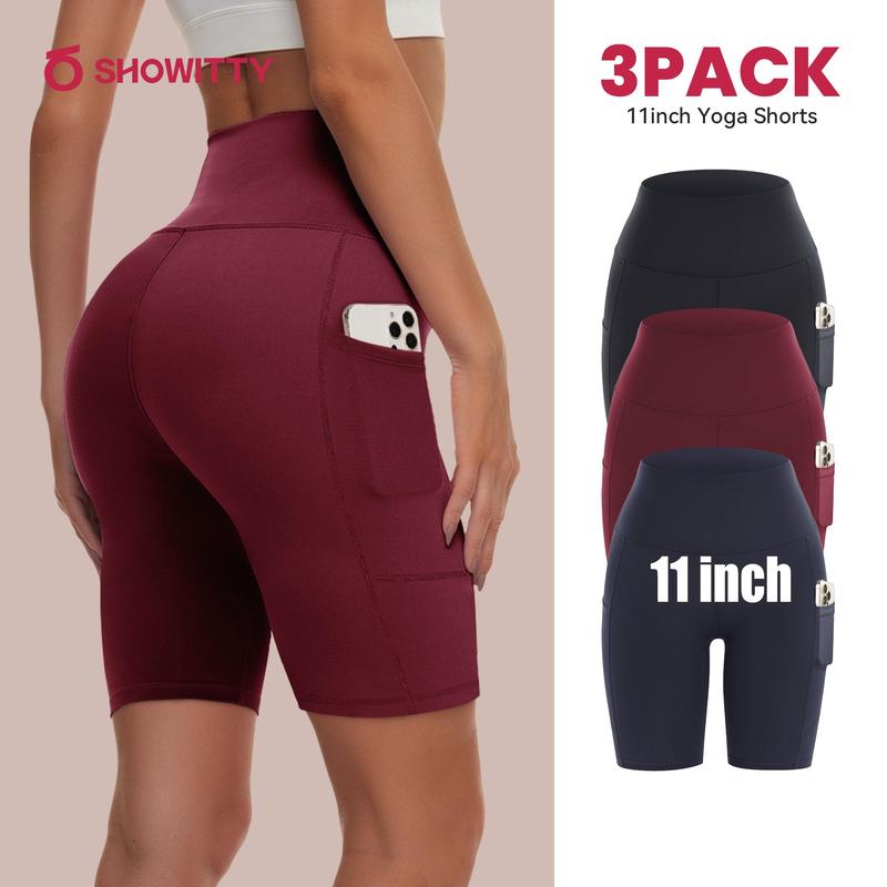 SHOWITTY Women's High Waisted 3 Pack Biker Shorts with Pockets, 5"/11" Tummy Control Plus Size Spandex Shorts for Gym Yoga Running Summer Clothes #tiktokshopsummersale