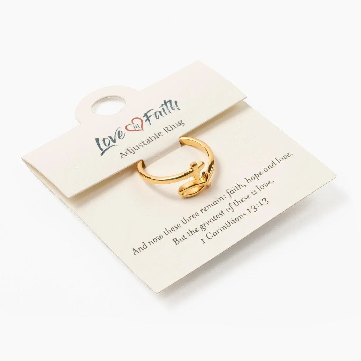 Love in Faith | Adjustable Gold & Platinum Brass Rings – Luxurious, Comfortable Adjustable Rings with Meaningful Faith Design | A Loving Gift for Christmas, Birthdays & Anniversaries