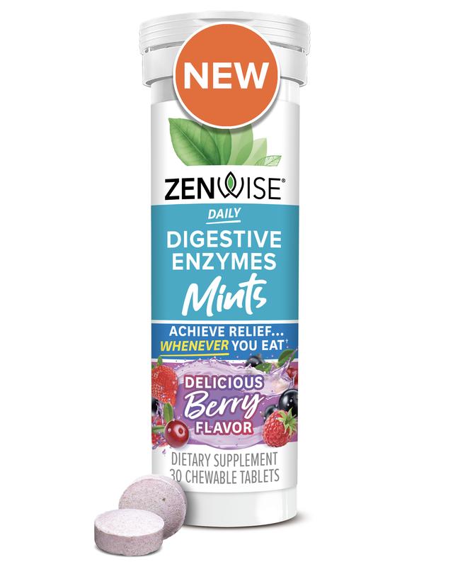 Zenwise Daily Digestive Mints - Berry Chewable for Digestive Support - 30 Count