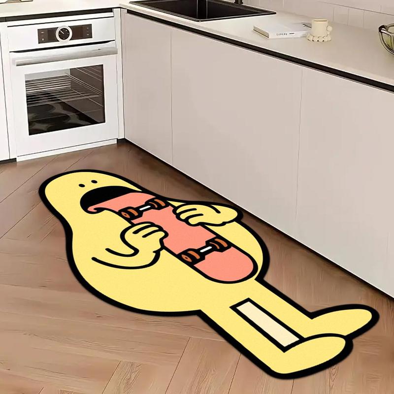查看[Cartoon Skateboard Pattern Kitchen Mat, 1 Count Non-slip Kitchen Rug ...