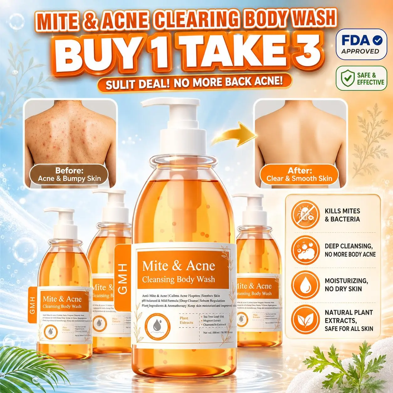 【BUY 1 TAKE 2】Anti Mite & Acne Cleansing Body Wash TikTok爆款商品分析 - GMV ...
