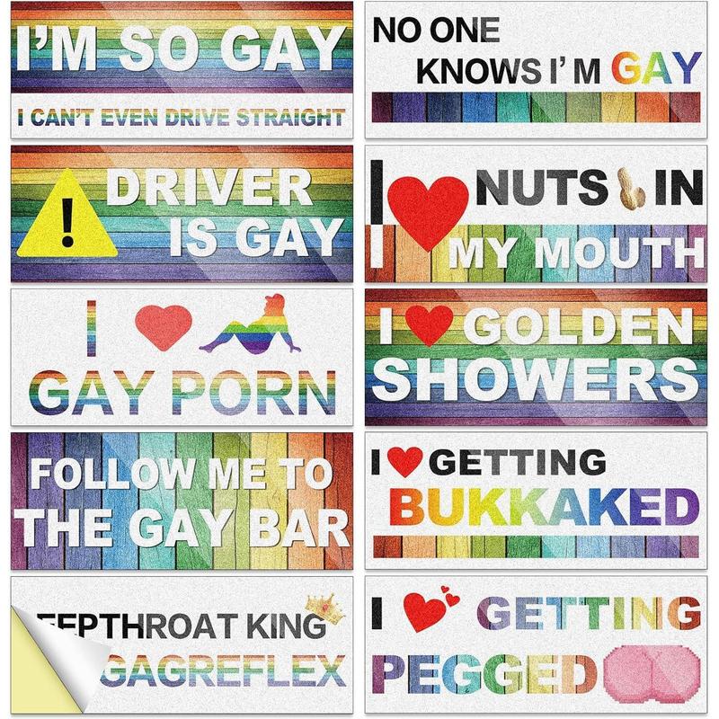 查看[[Not Magnetic]10 Pcs Bumper Decals Funny LGBT Stickers Rainbow ...