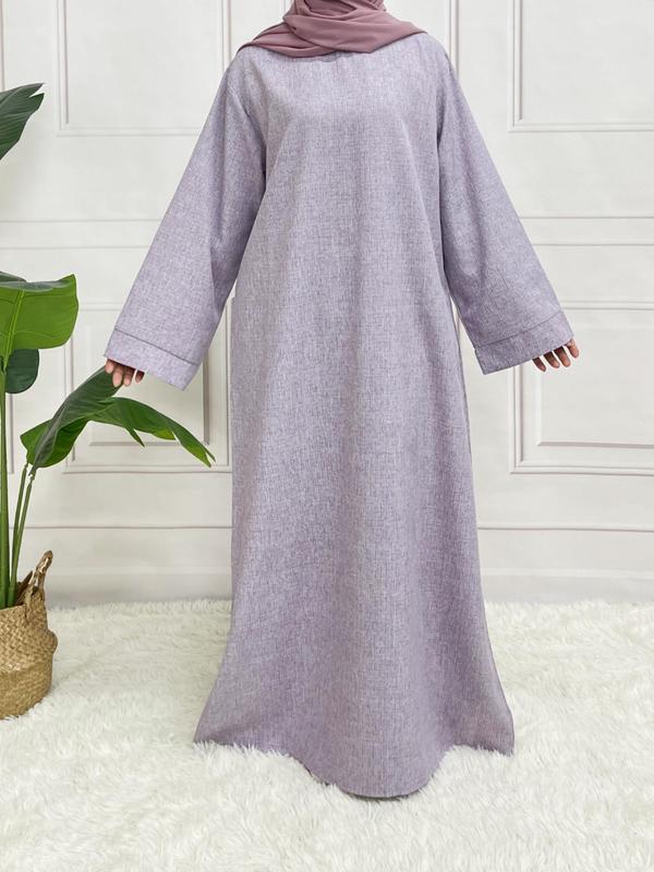 Arabic Clothing-Plain Belted Kaftan Gown without Hijab, Modest Style Long Sleeve Caftan, Maxi Muslim Dress, Loose Islamic Clothes for Women, Modesty Wear Kaftan Robe, Summer Outfits 2024