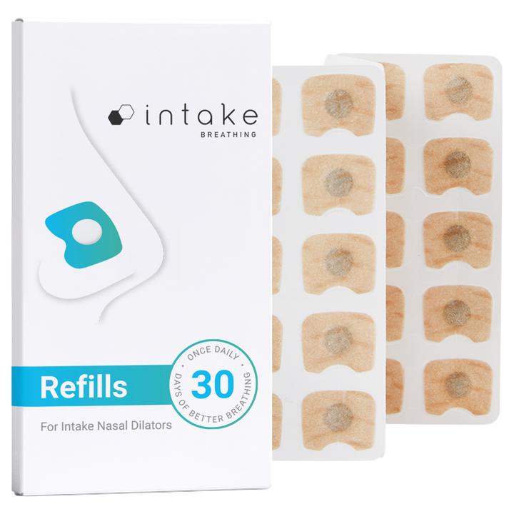 Intake Breathing Refill Tabs ONLY (30 Count) – Boost Oxygen Intake, Improve Sleep Quality & Snoring Solution - Sweat Resistant, Skin Safe Nasal Strips