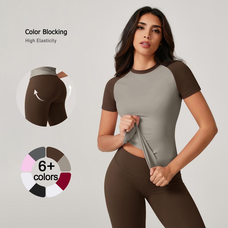 TIMEOFF Women's 2 Piece Sweatsuit Set - Raglan Sleeve Color-Block Fitted Top & High-Waist Leggings, Stretchy Breathable Sporty Style Outfits for Yoga, Gym Workouts, Women's Clothes, 2 Piece Sets, Workout Sets For Women,travel essentials,camping essentials