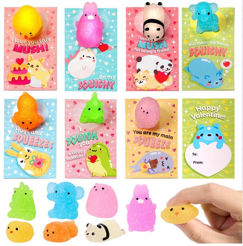 查看[JOYIN 28 Packs Valentine's Day Gift Cards with Glitter Mochi Squishy ...