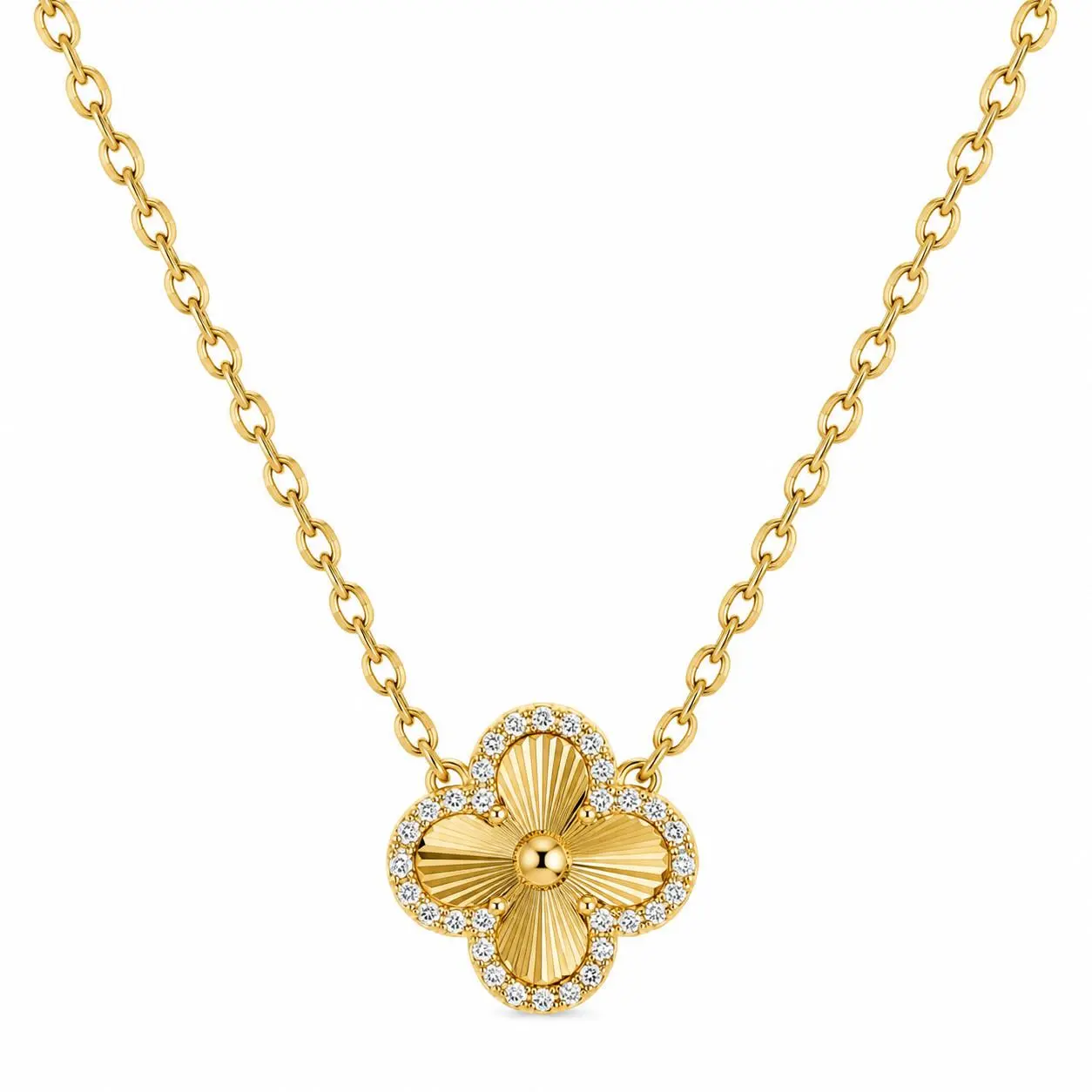 PAVOI 14K Gold Plated Clover Layered Necklace for Women - Clover Pendant Necklace