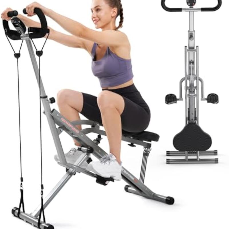 Flybird Squat Machine for Home,Rodeo Core Exercise Machine,330lbs Foldable,Adjustable 4 Resistance Bands,Ride & Rowing Machine for  Glutes Butt Thighs,Ab Back/Leg Press Hip Thrust