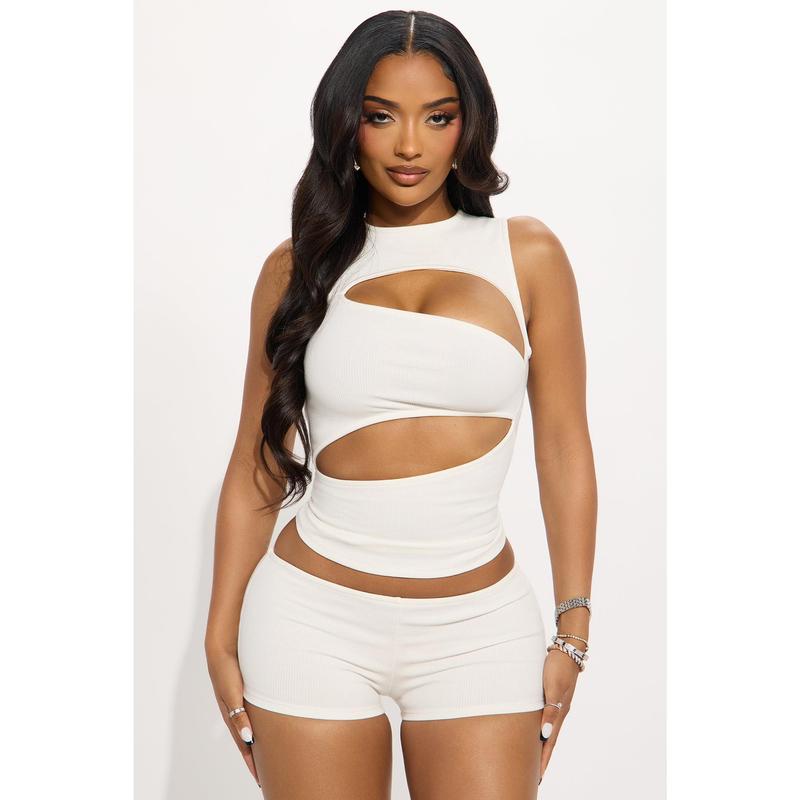 Acacia Snatched Micro Mini Short Set - Off White