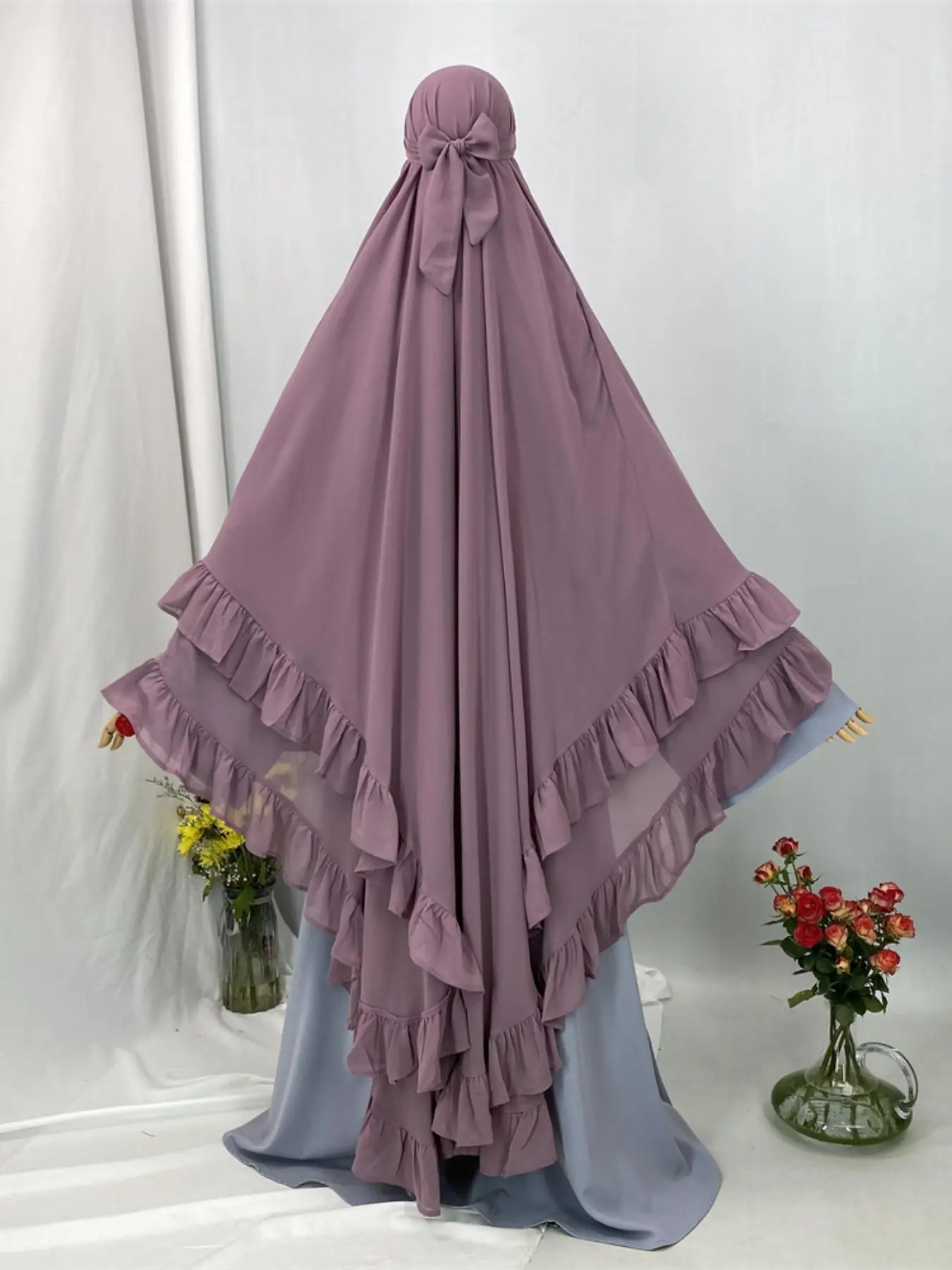 Chiffon Khimar Women's Solid Color, Modest Fashion Lightweight Breathable Comfortable Versatile Fashionable Modesty Hijab Head Scarf for Daily Wear, For Muslim Women's Islamic Clothing for All Seasons