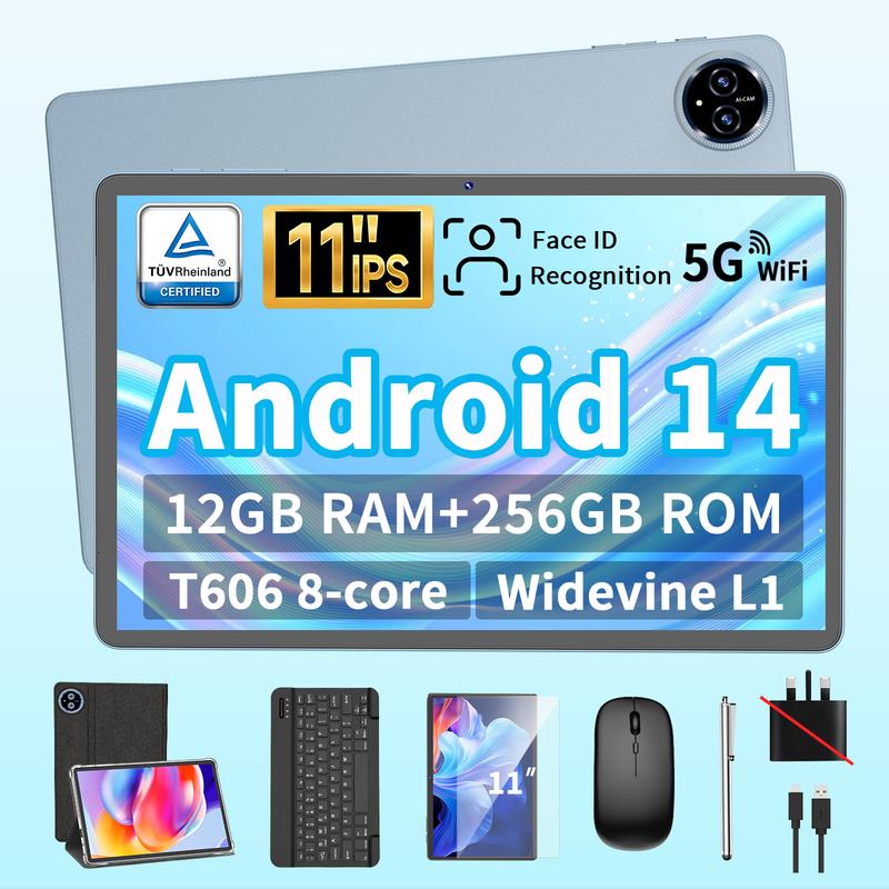 Android 14 Tablet, 11 inch Screen with Keyboard, 12(6+6)GB+256GB, 1TB ...