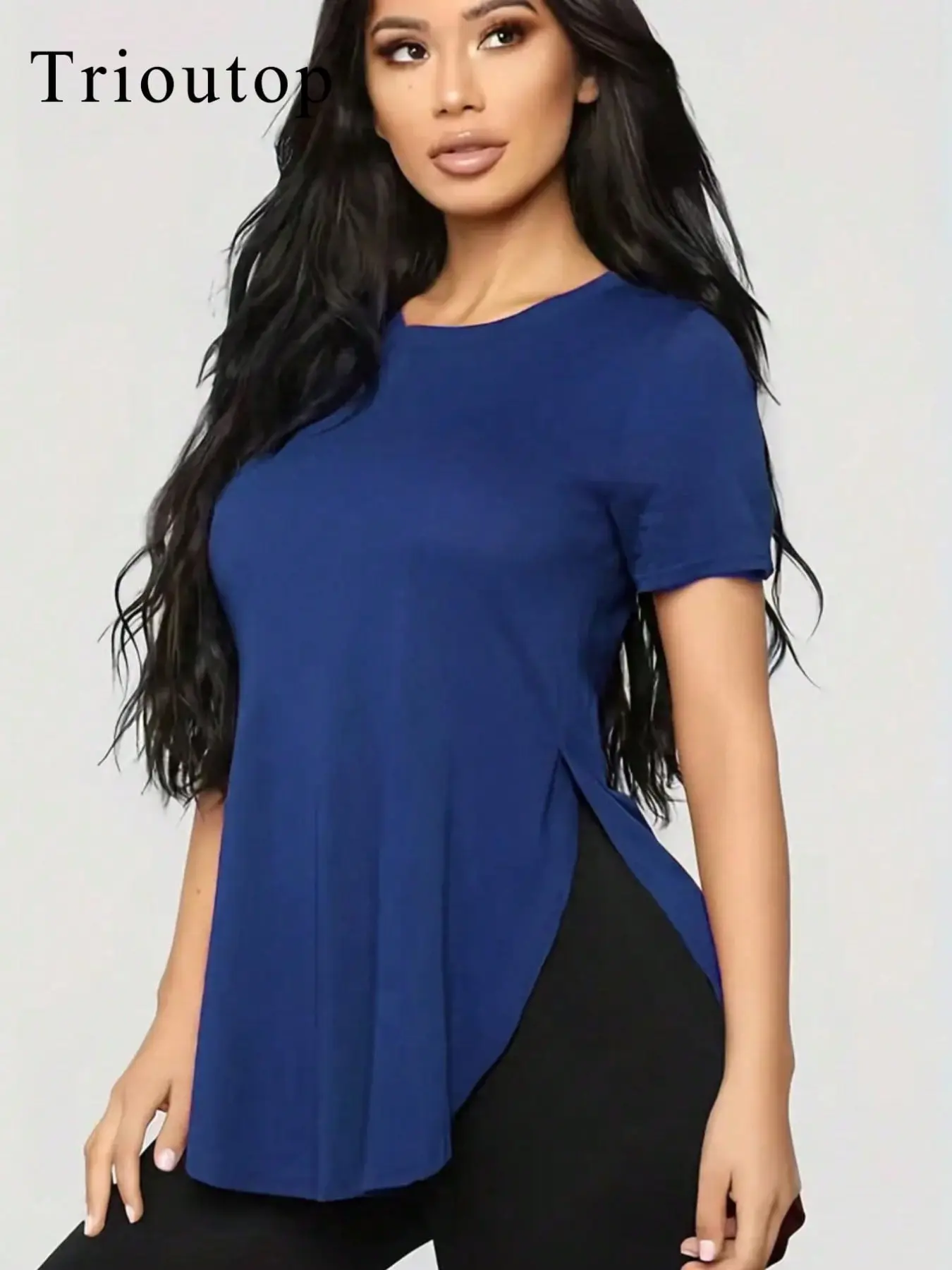 Short Sleeve Loose Fit T-Shirt, Side Slit Round Ne TikTok爆款商品分析 - GMV ...