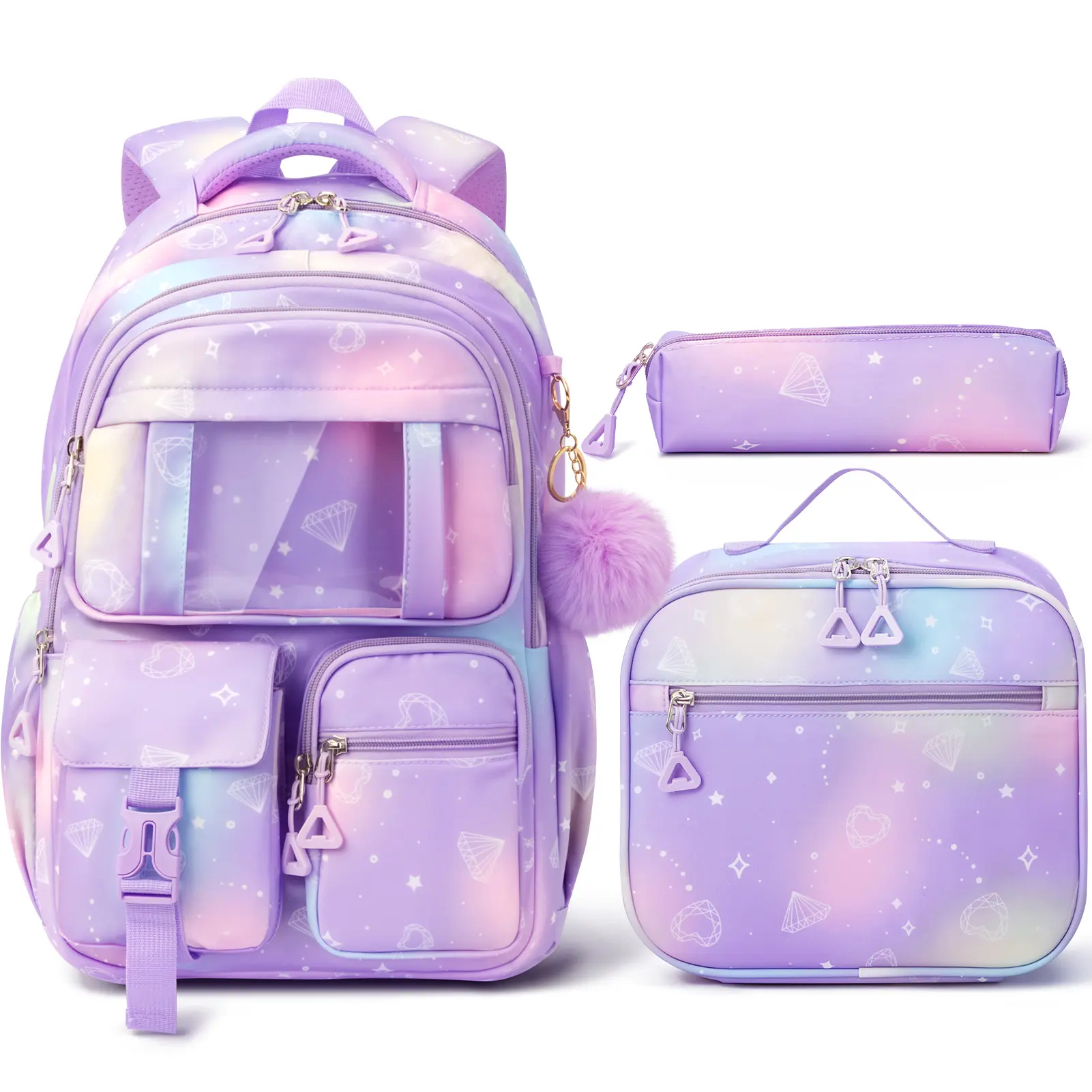 Fimibuke 3Pcs Backpack Set, Waterproof Backpack with Lunch Bag & Pencil Bag